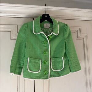 Kate Spade Green Jacket with White Trim